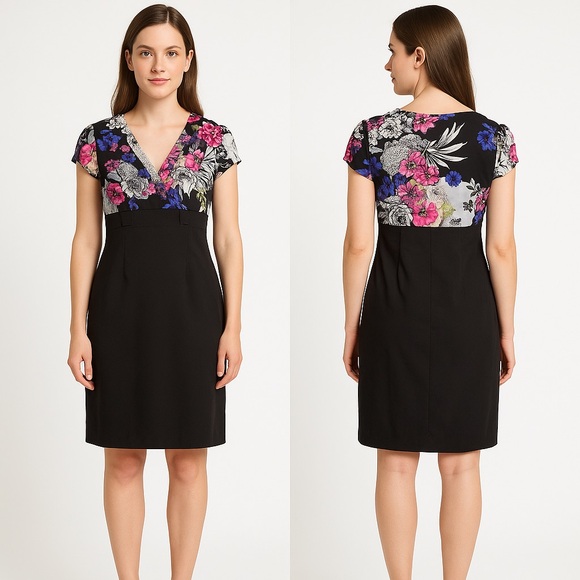 Voir Voir Dresses & Skirts - Black Dress with Floral Top